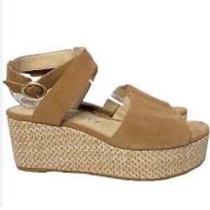 SOLE SOCIETY ADLYNDA Suede Platform Sandles - US 9 - Camel Color